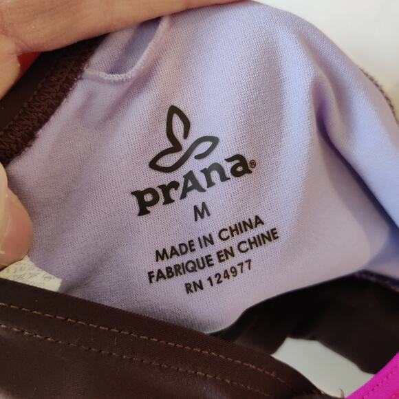Prana Tamarac Colorblock Brown & Hot Pink Fuchsia Swimsuit Top Size Medium - Picture 4 of 7